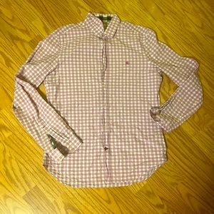 Authentic BURBERRY Men's Long Sleeve Button Down Check Purple and white Medium